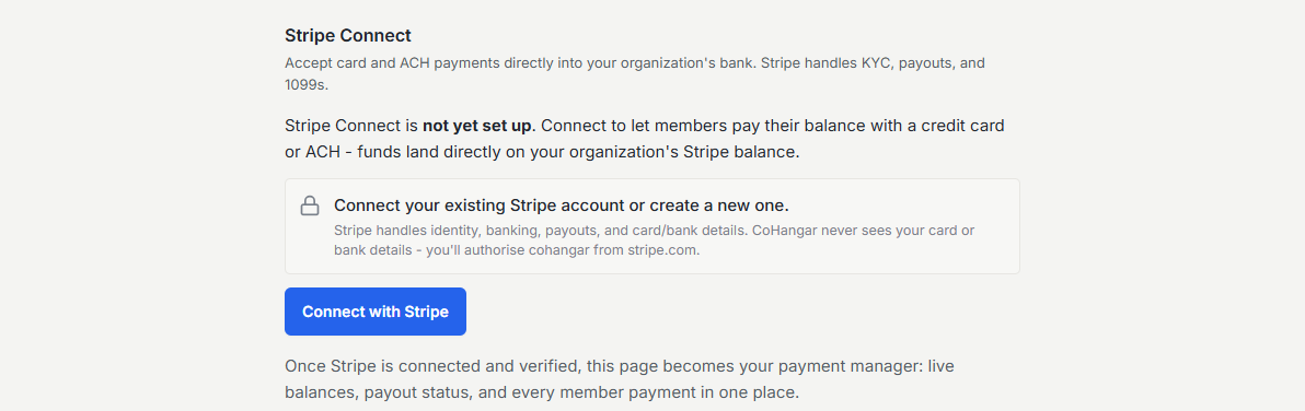 Stripe Connect for payments