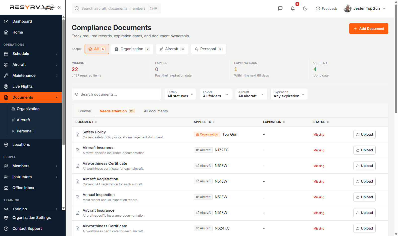 Needs attention list of missing and expiring records