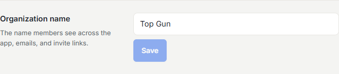 Organization name setting