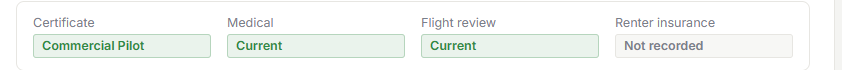 Pilot profile status strip