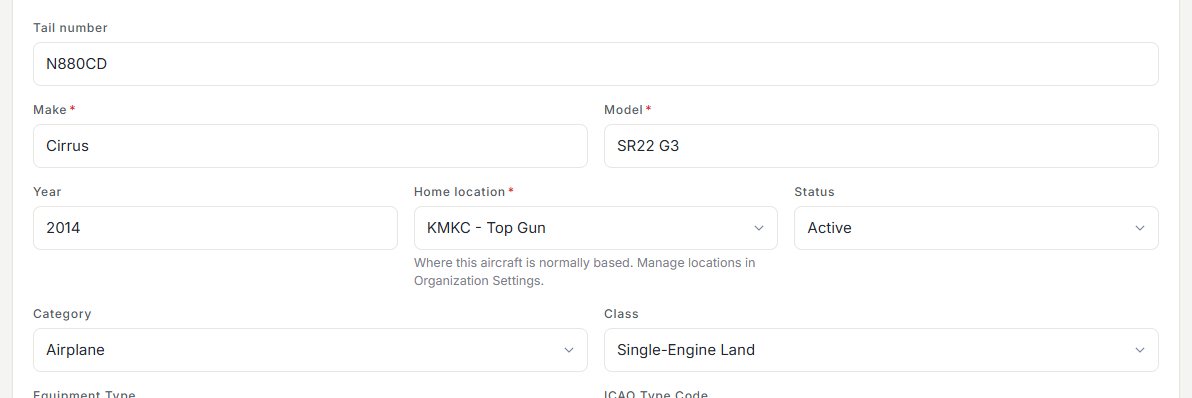 Aircraft basics fields