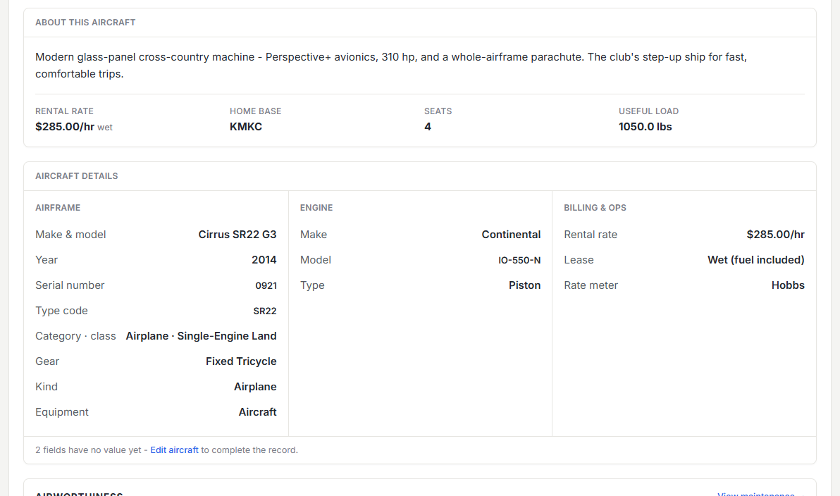 Aircraft billing and meter overview