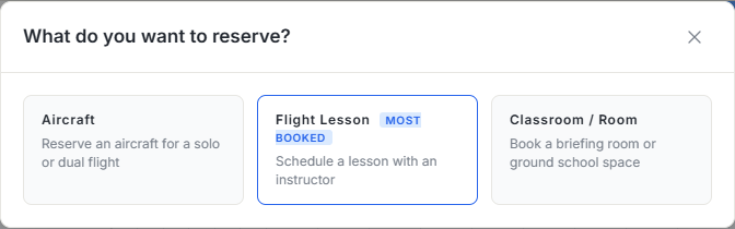 Reservation type picker