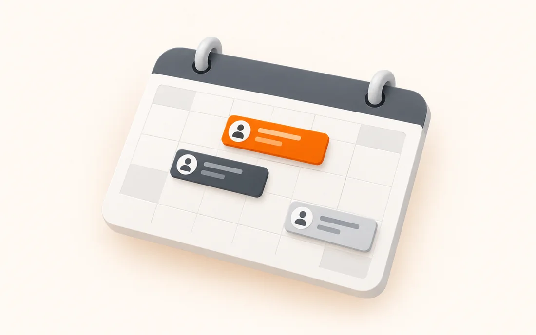 Illustration: a calendar carrying three member bookings