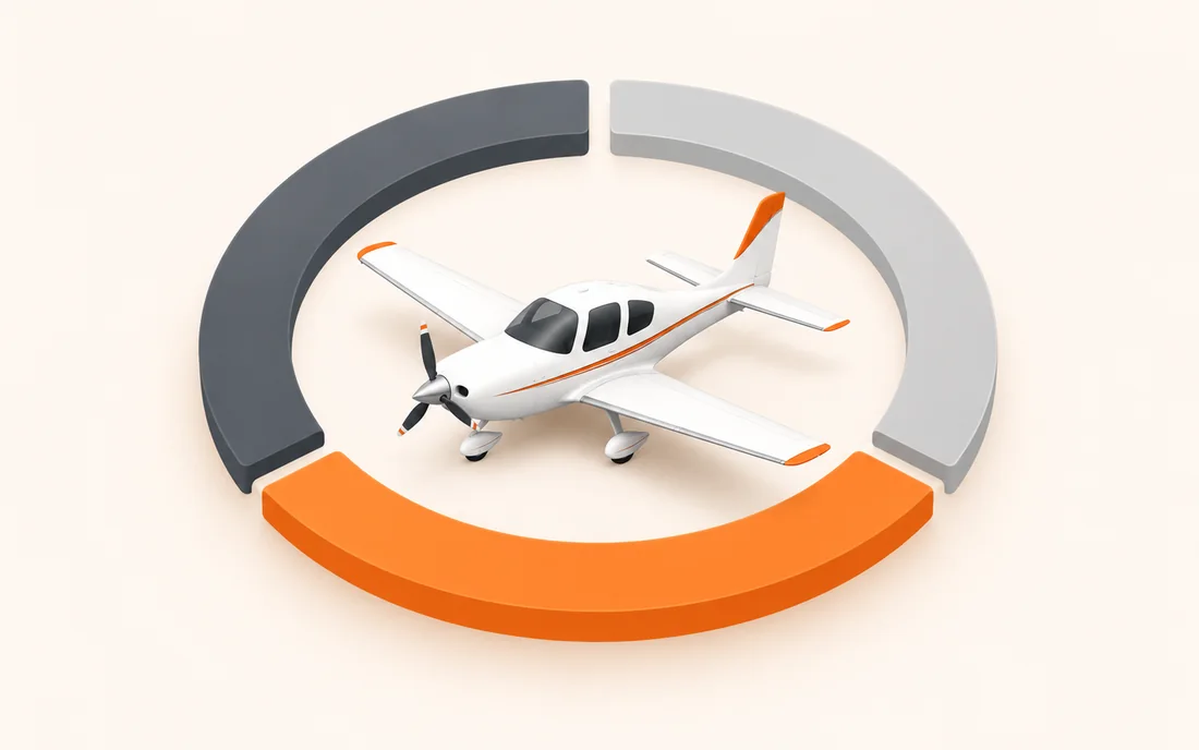 Illustration: a single-engine airplane inside a ring split into three owner shares