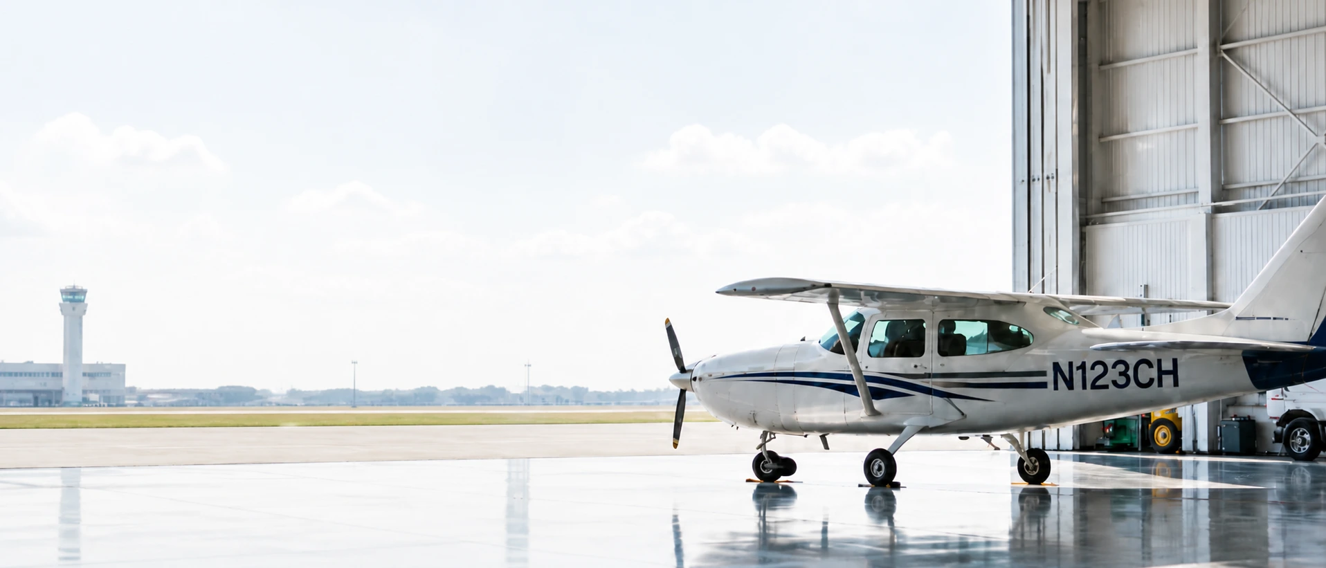 Aircraft in a shared hangar
